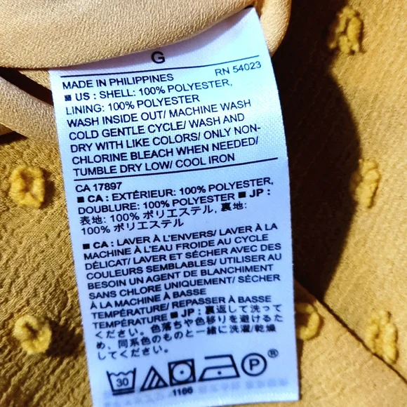 ​Banana Republic Mustard Yellow Swiss Dot Bell Sleeve Top | Size Large | - Picture 8 of 10